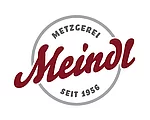 Logo der Metzgerei Meindl mit rotem Schriftzug „Meindl“, grauem Kreis und den Worten „Metzgerei“ und „Seit 1956“.